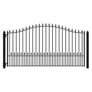 Munich Style 18 ft. x 6 ft. Black Steel Single Swing Driveway Fence Gate