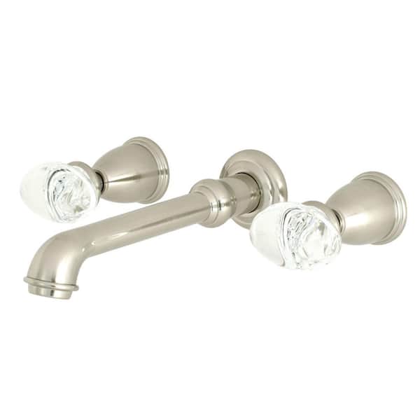 Kingston Brass Krystal Onyx 2-Handle Wall Mount Bathroom Faucet in Brushed Nickel