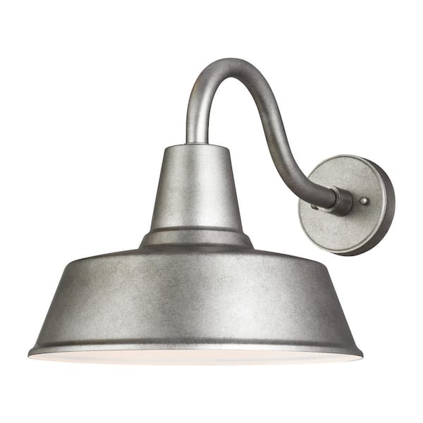 Generation Lighting Barn Light 1 Light Weathered Pewter Modern Farmhouse Outdoor Wall Mount Medium Lantern Sconce