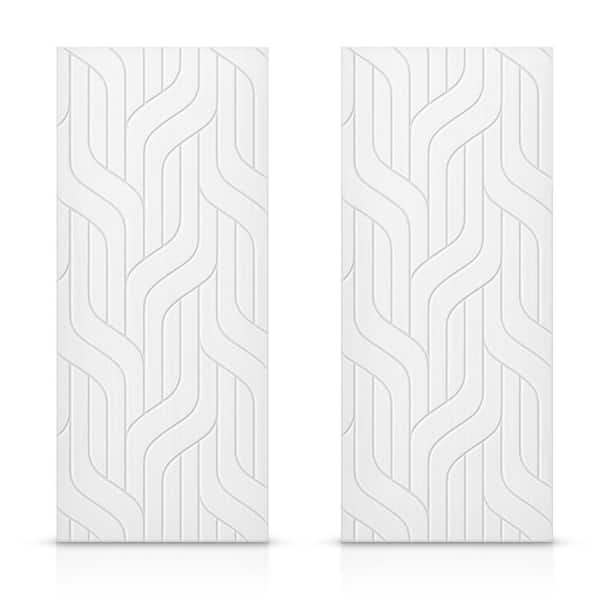 CALHOME 60 in. x 96 in. Hollow Core White Painted Composite MDF Interior Double Closet Sliding Doors