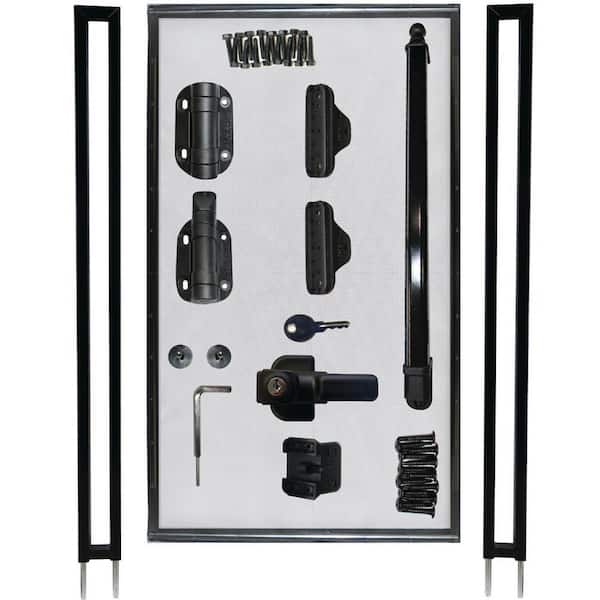 2.5 ft. W x 5 ft. H Pool Fence DIY Gate in Black with Self-Closing, Self-Latching Hardware and Flat Top
