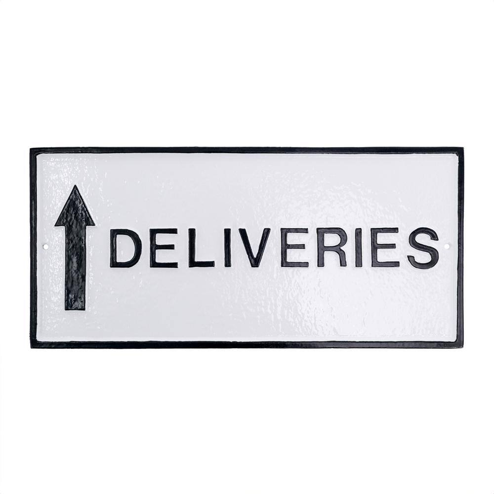7.25 in. x 15.25 in. Deliveries with Up Arrow Standard Rectangle Statement Plaque with Lawn Stakes - White/Black price history on PriceWatchPro