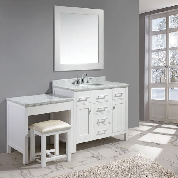 Design Element London 42 In W X 22, Bathroom Vanity With One Sink And Makeup Area