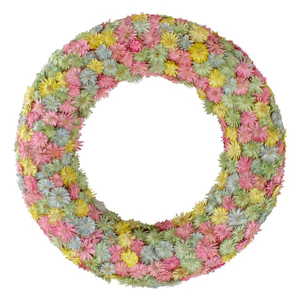 Northlight 10 in. Multi-Colored Daisy Artificial Spring Floral Wreath