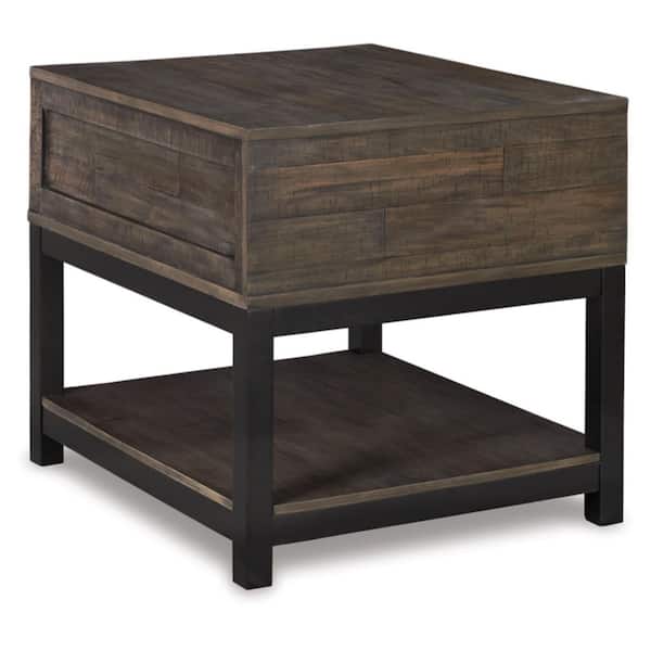 Johurst 24 in. Brown Rectangle Wood End Table with Drawers