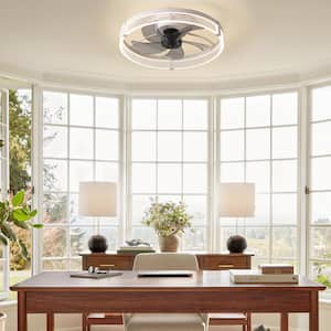 19.69 in. Modern/Contemporary White Integrated LED Clear Acrylic Lampshade Indoor Ceiling Fan with ABS Fan Blades