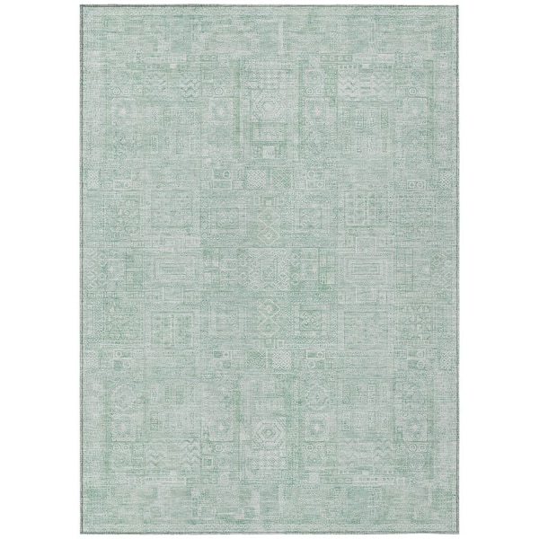 Chantille Machine Washable Indoor/Outdoor Abstract ACN2804 Aqua 3 ft. x 5 ft. Area Rug