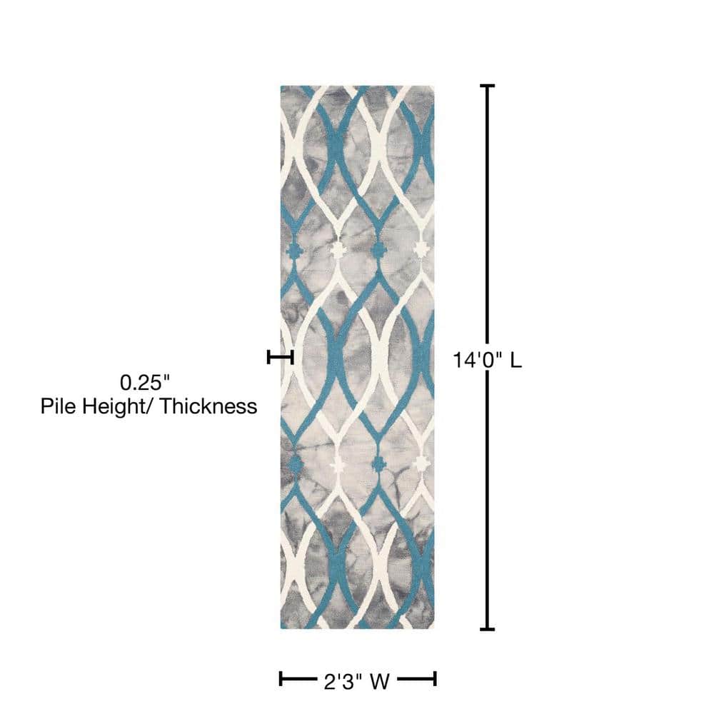 Gray and Blue Hand-Tufted Wool Runner Rug
