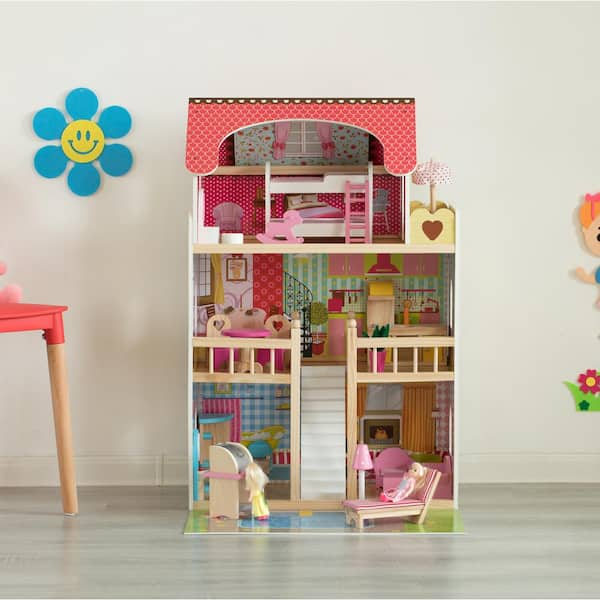 Wooden Kids Doll House All in 1 With Furniture & Staircase Best Dolls Role  play