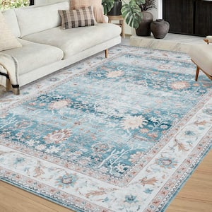 Teal Blue 4 ft. x 6 ft. Persian Traditional Indoor Area Rug