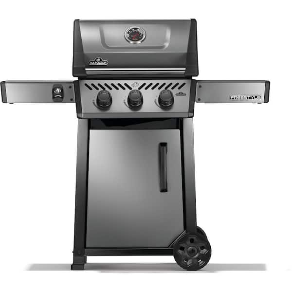 Freestyle 365 3-Burner Propane Gas Grill, Grill Cover, and 2-Sided Cast Iron Griddle (3-Piece Bundle)
