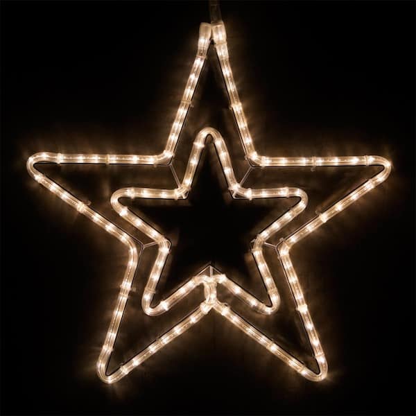 Wintergreen Corporation 22 in. 124-Light LED Warm White 5 Point Hanging Double Star