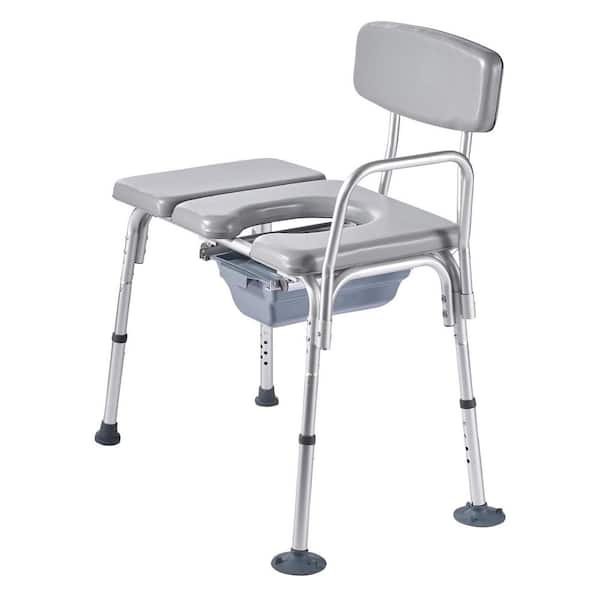 30.9 in. x 20.5 in. Bedside Commode Chair with Toilet Seat in Gray, 500 lbs. Portable Toilet with Padded Seat & Backrest
