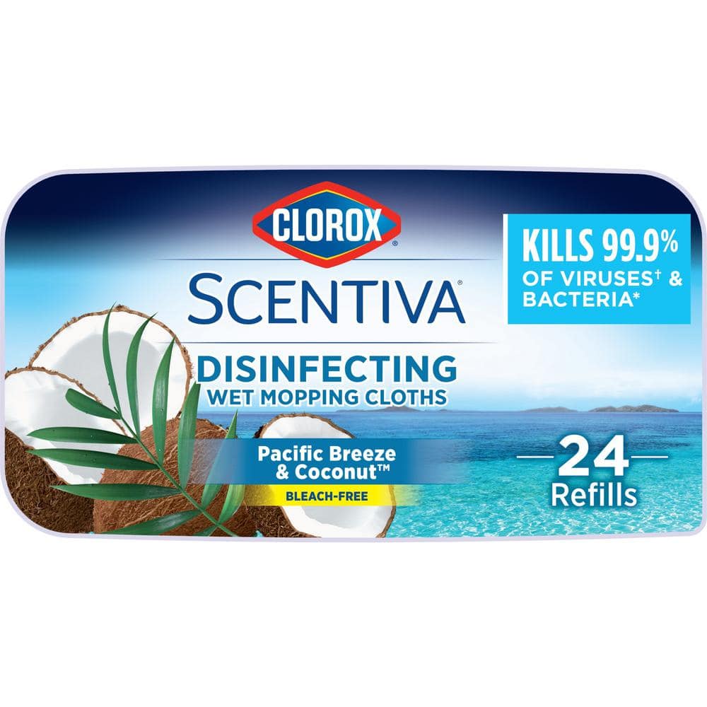 CLOROX SCENTIVA Scentiva Pacific Breeze and Coconut Scent Bleach Free  Disinfecting Wet Mop Pad Refills (24-Count) 4460032034 - The Home Depot