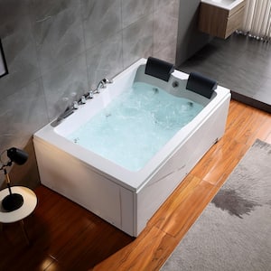 71 in. Acrylic Right Drain Rectangular Alcove Whirlpool Bathtub in White with 16 Water Jets