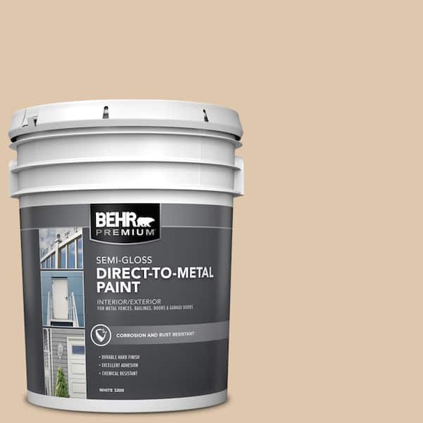 BEHR PREMIUM 5 gal. #N260-2 Almond Latte Semi-Gloss Direct to Metal Interior/Exterior Paint