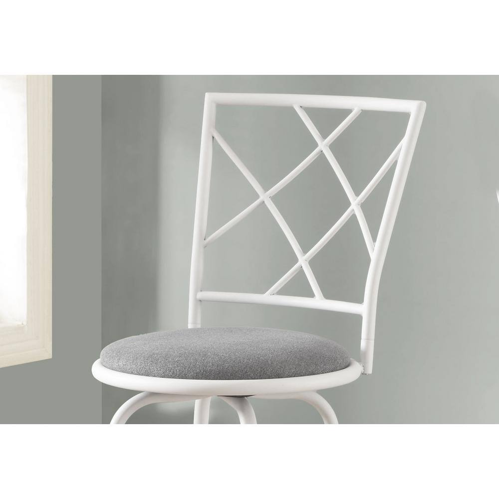 White and Gray Metal Swivel Bar Stools with Criss-Cross Back, Set of 2