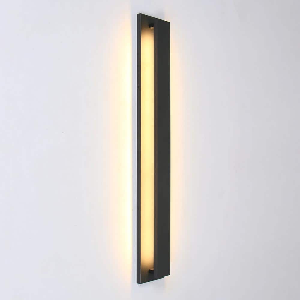 UMEILUCE 35 in. Black Line Outdoor Waterproof Integrated LED Wall Sconce 3000K Warm Light mys345