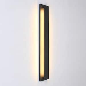 35 in. Black Line Outdoor Waterproof Integrated LED Wall Sconce 3000K Warm Light
