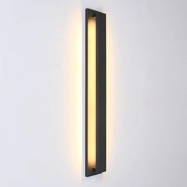 UMEILUCE 35 in. Black Line Outdoor Waterproof Integrated LED Wall Sconce 3000K Warm Light