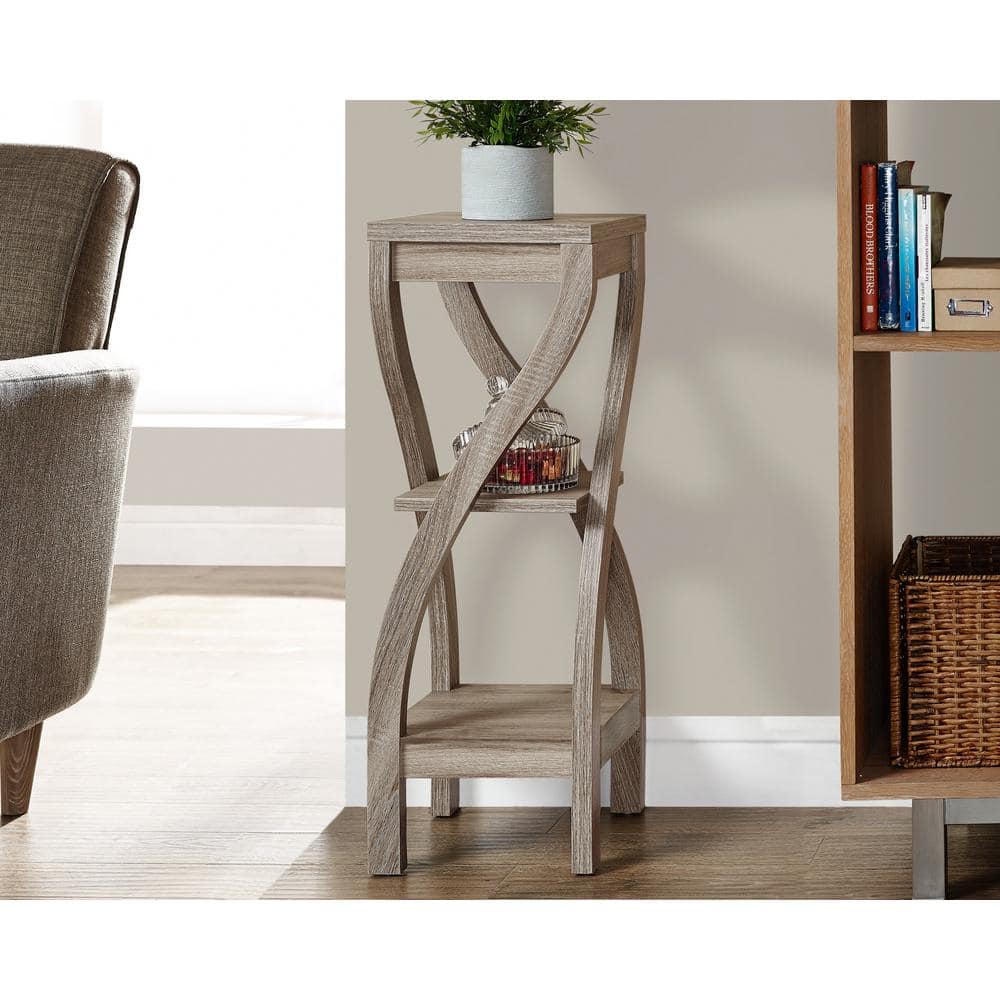 Curved Leg Contemporary Dark Taupe Wood Accent Table