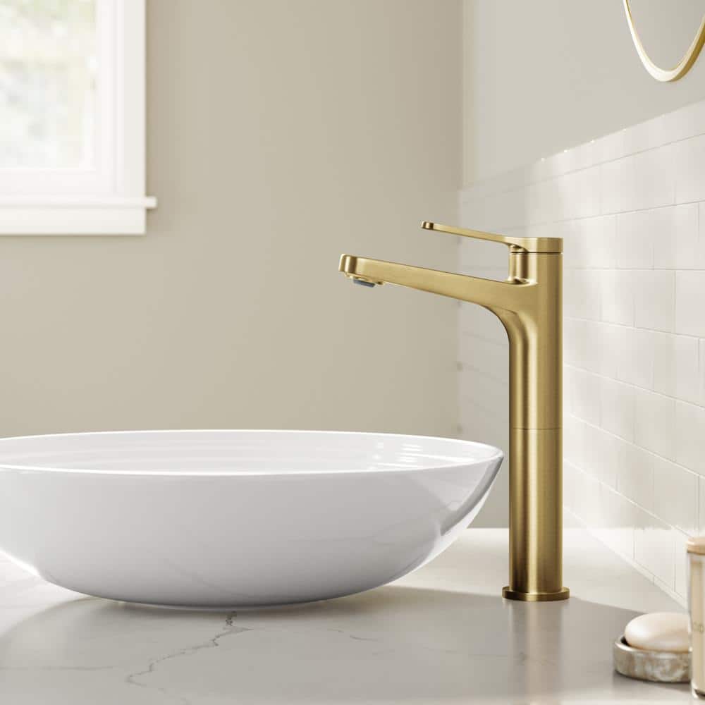 Indy Spot-Free Brushed Brass Single Handle Vessel Sink Faucet