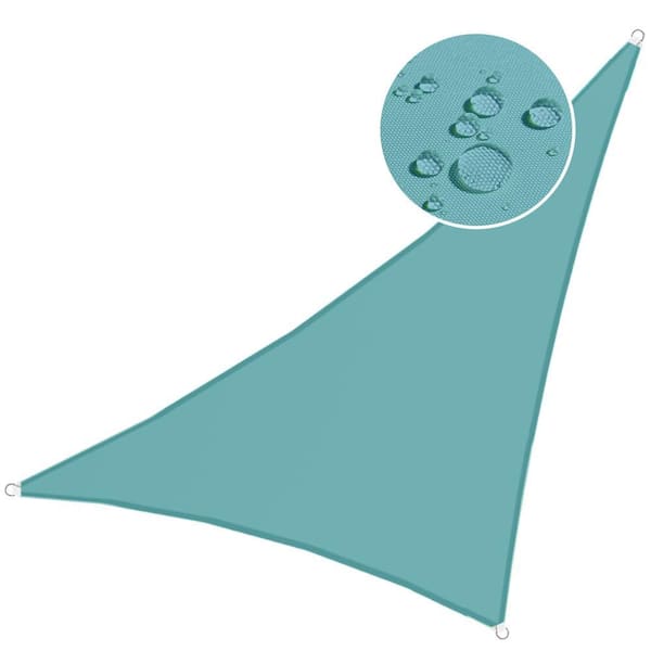 16 ft. x 16 ft. x 23 ft. Waterproof Sun Shade Sail Triangle Canopy Cover UV Blockage for Outdoor Patio Garden, Turquoise