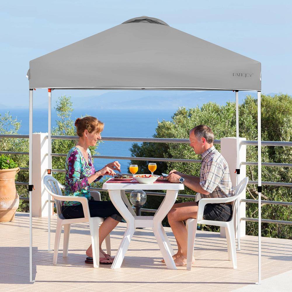 Costway 6x6 FT Pop Up Canopy Tent Camping Sun Shelter W/ Roller Bag Gray
