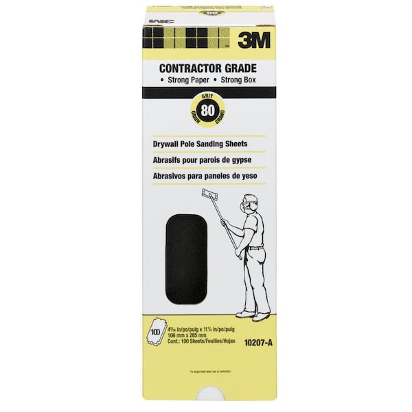 3M 4-3/16 in. x 11-1/4 in. 80 Grit Coarse Drywall Sanding Sheets ((100-Pack) (Case of 1000))