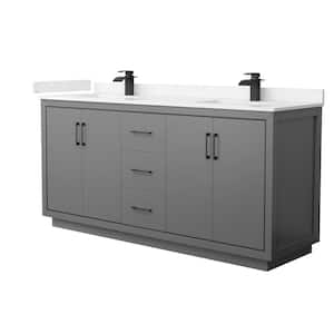 Icon 72 in. W x 22 in. D x 35 in. H Double Bath Vanity in Dark Gray with Carrara Cultured Marble Top
