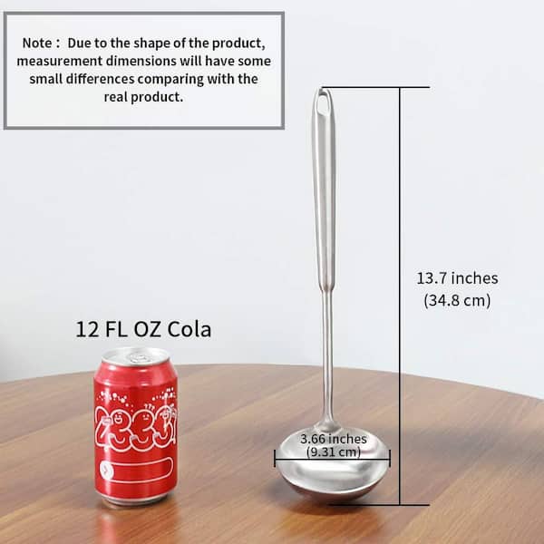 13.7 in. x 3.66 in. 304 Stainless Steel Soup Ladle and Cooking Spoon for Kitchen, Home, Cooking and Restaurant (1-Pack)