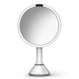 9.1 in. x 15.1 in. Lighted Magnifying Tabletop Makeup Mirror in White Stainless Steel