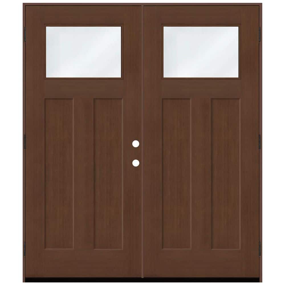 Regency 72 in. x 80 in. 1/4 TopL Clear Glass LHOS Chestnut Fir Fiberglass Double Prehung Front Door with 4-9/16 Jamb price history on PriceWatchPro