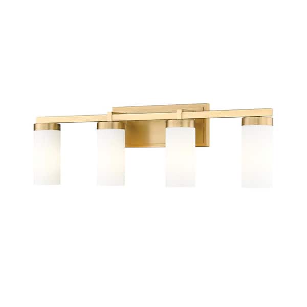 Unbranded Danica 29.5 in. 4-Light Modern Gold Vanity-Light with White Glass Shade