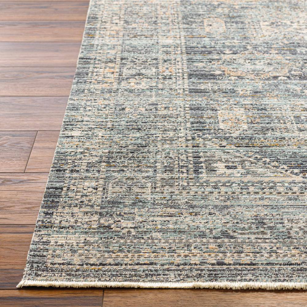 Elegant Gray Synthetic 9' x 13'1" Easy-Care Area Rug