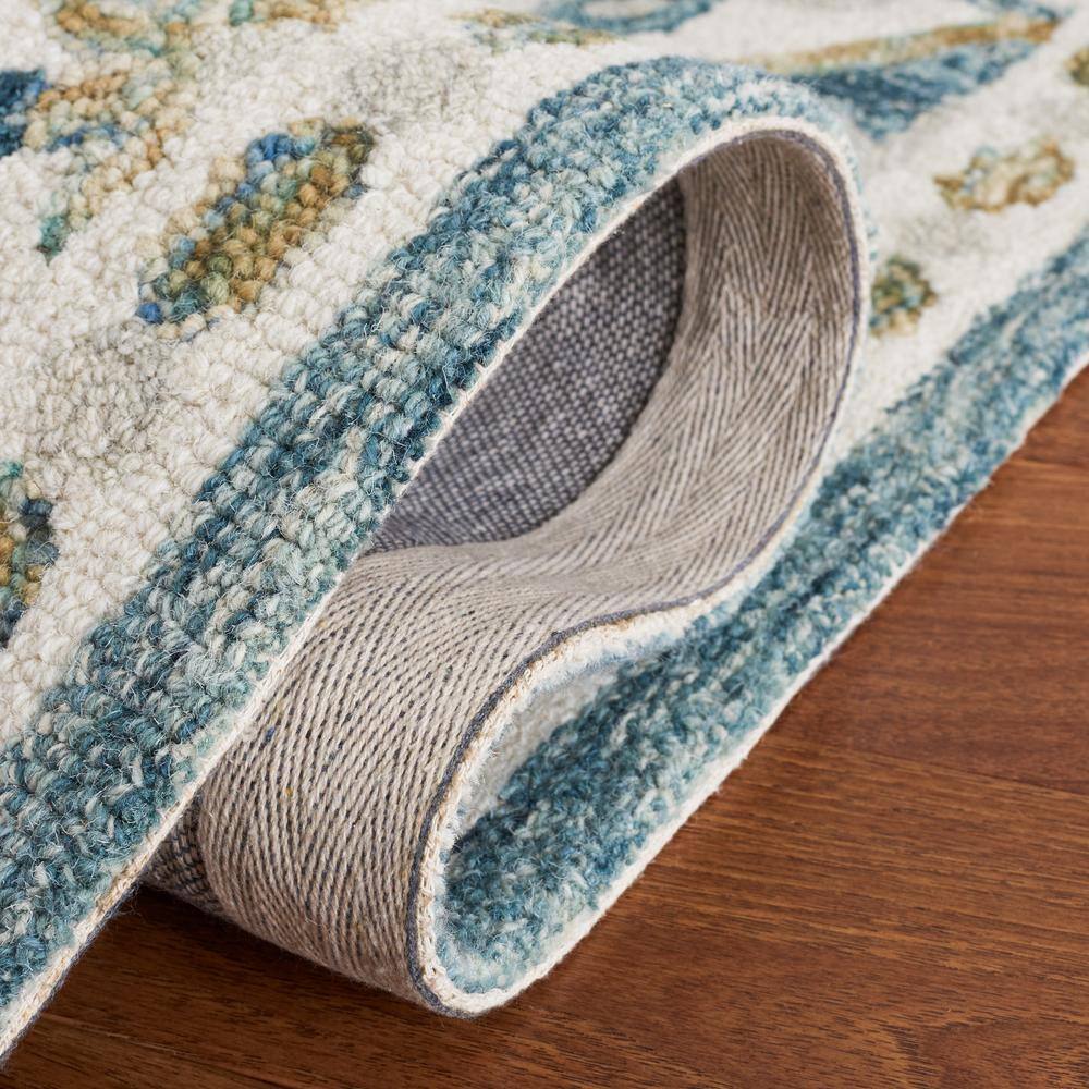 Handmade Blue and Ivory Wool Tufted 3' x 5' Area Rug