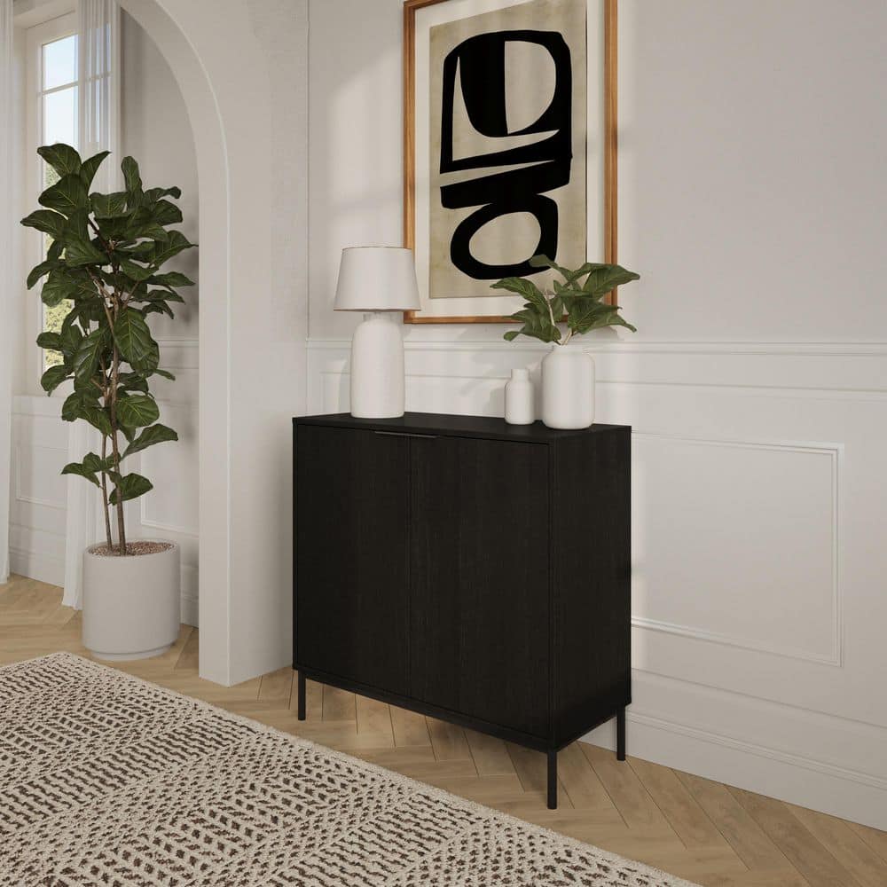Enter　2ラック Nexera Slim Black 35 in. H 2-Door Storage Cabinet with Shelves