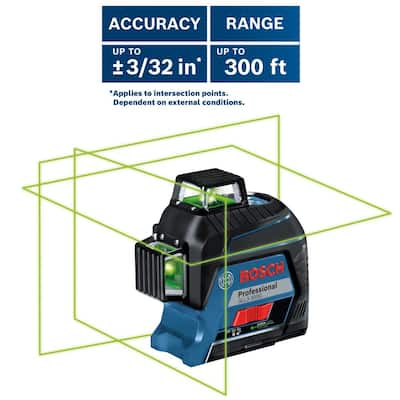 200 ft. Green 360-Degree Laser Level Self Leveling with Visimax Technology, Fine Adjustment Mount and Hard Carrying Case