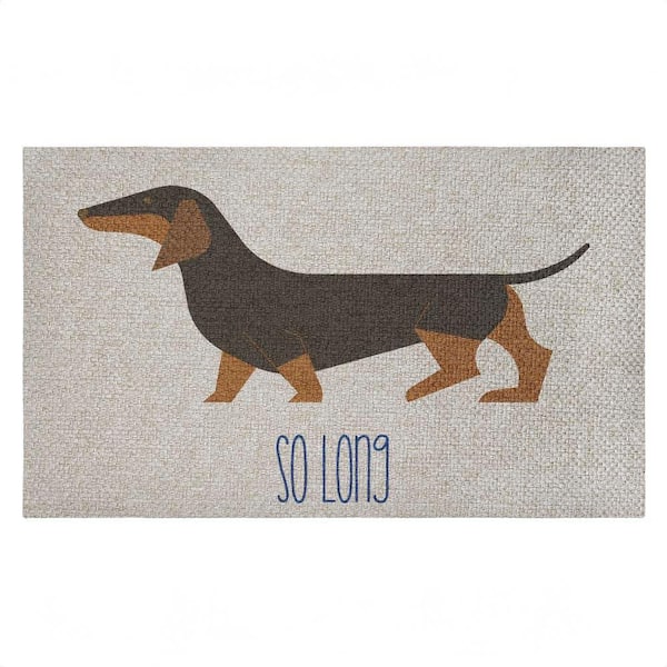 So Long Dog Goodbye Brown 18 in. x 30 in. Polyester Non-Slip Outdoor Door Mat