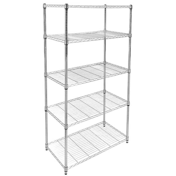 Unbranded 5-Shelf Silver Corner Wire Shelf Rack Adjustable Metal Free Standing Corner Storage Display Rack for Kitchen