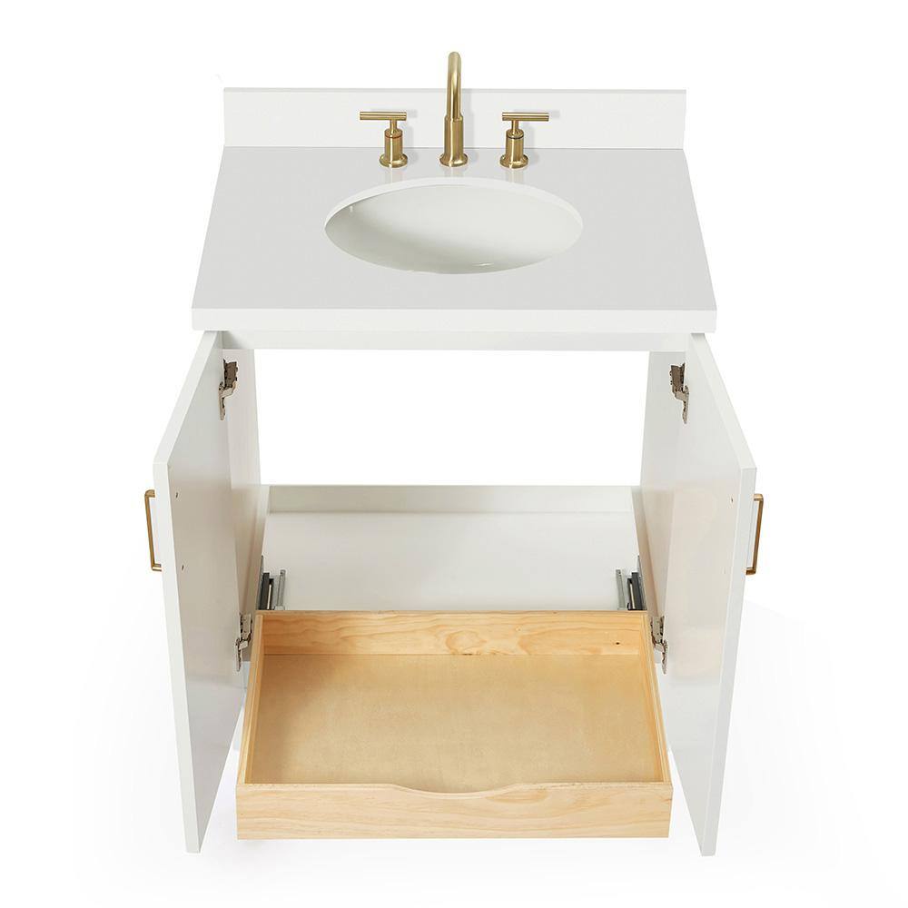 Taylor 30" White Freestanding Vanity Cabinet with Brass Hardware