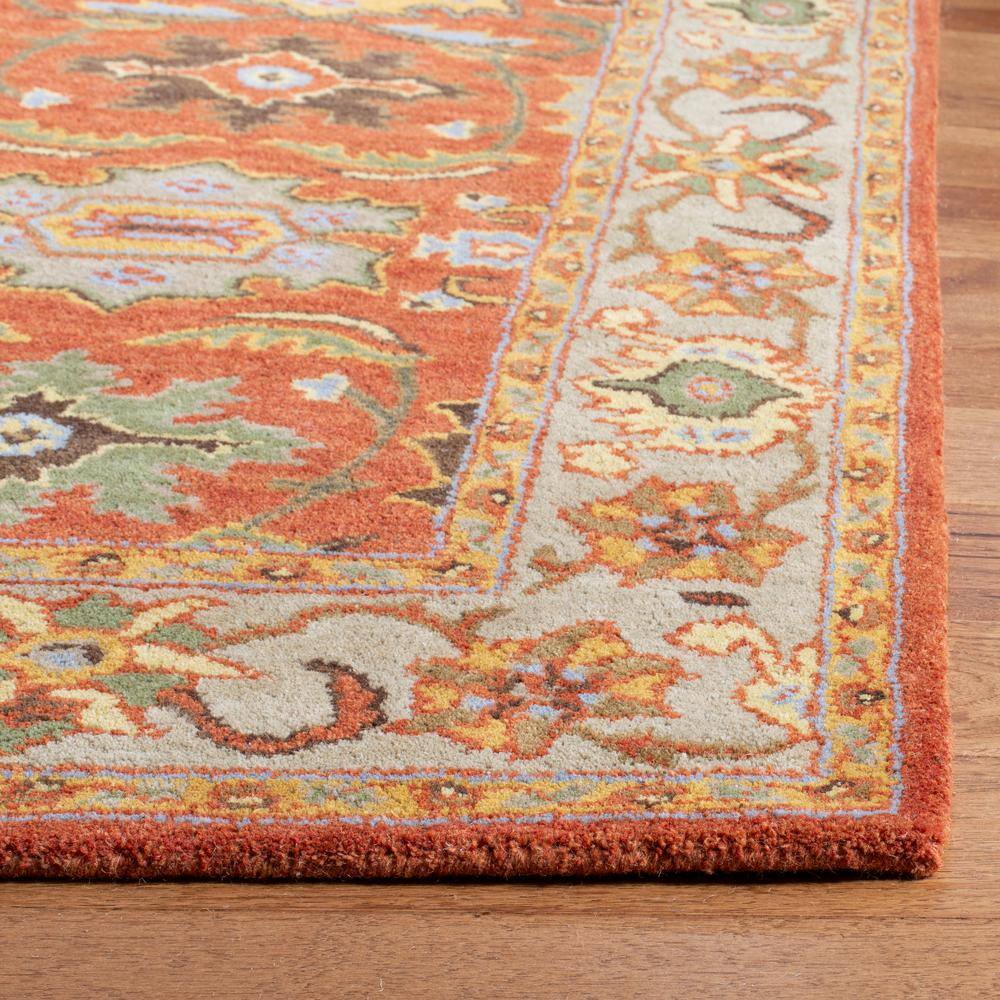 Hand-Tufted Rust and Beige Wool Area Rug, 4' x 6'