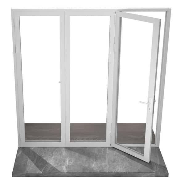 96 in. x 80 in. Right Swing/Outswing White Aluminum Folding Patio door