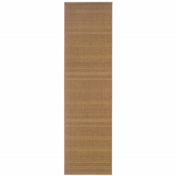 Tan 2 ft. x 8 ft. Loomed Polypropylene Rectangle Indoor/Outdoor Area Rug