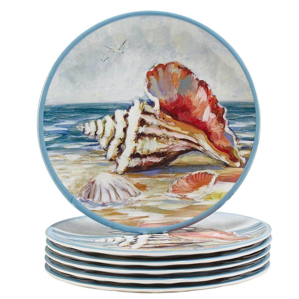 Seacoast Multicolor Melamine 9" Salad/Dessert Plates Set of 6