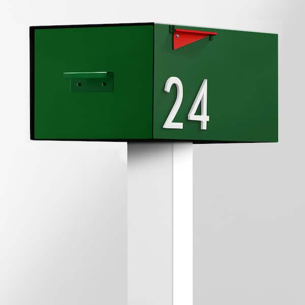 The Malone Color Series-Large Green Malone Post Mounted Mailbox with White Post