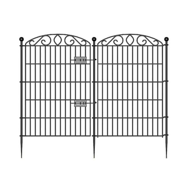 Oyezvary 36 in. Metal Garden Fence with Gate No Dig Rustproof Tall Animal Barrier for Dogs Rabbits Decorative Outdoor Border