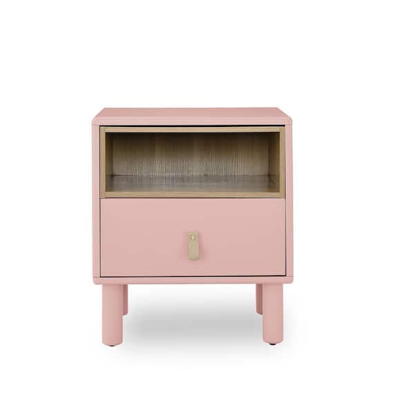 COWLOWN 18.9 in. W x 15.75 in. D x 21.65 in. H Pink Linen Cabinet with Drawer