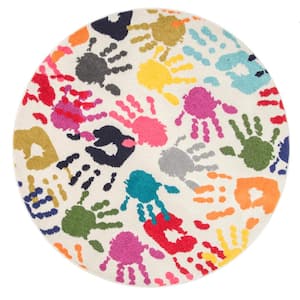 Pinkie Handprint Playmat Multi 5' Round Rug