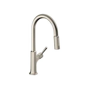 Locarno Single-Handle Pull Down Sprayer Kitchen Faucet in Brushed Nickel